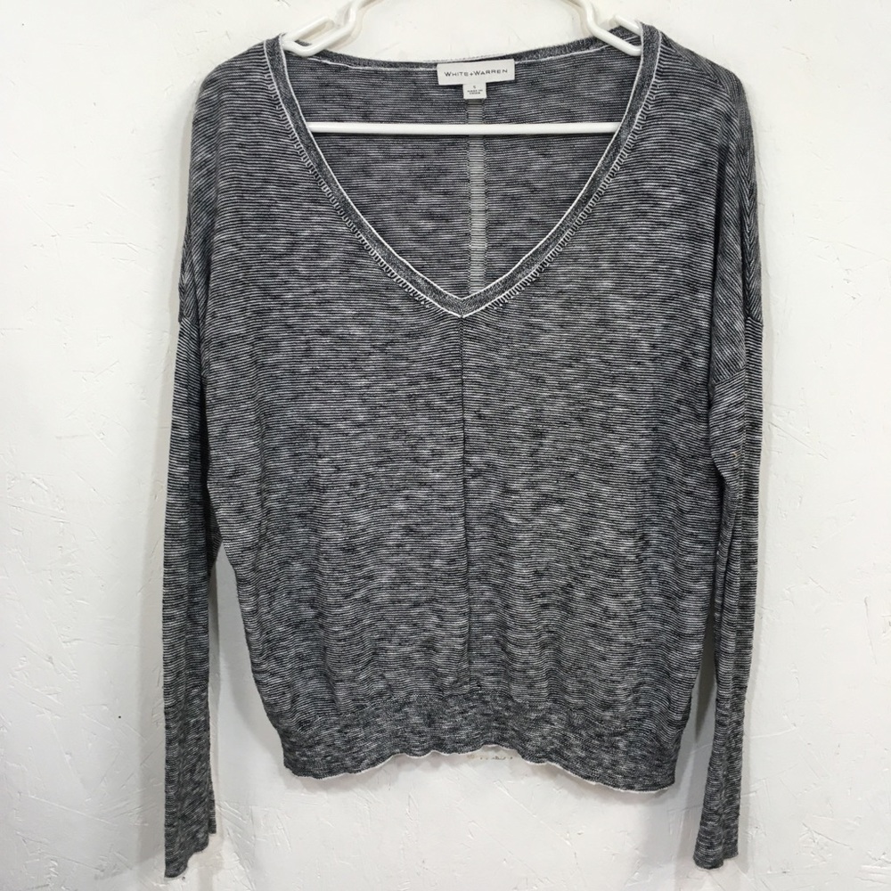 Anthropologie White + Warren V-Neck Top